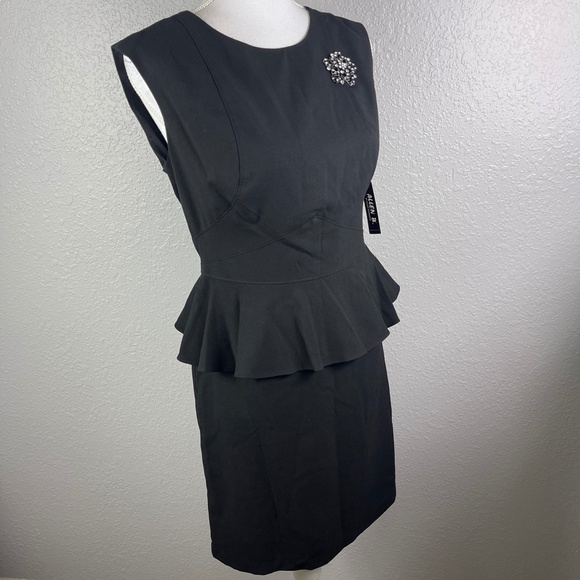 NWT Allen B - Black sheath Dress with brooch detail size 6 - Picture 9 of 12